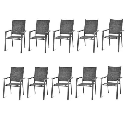 COSTWAY  Set Of 10 Patio Dining Chair Stackable Padded Armrest No Assembly