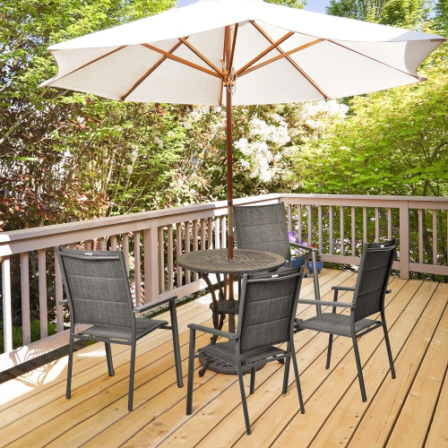 Costway Set of 4 Patio Dining Chair Stackable Padded Armrest No Assembly