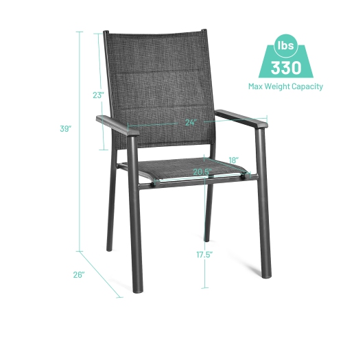 Costway Set of 4 Patio Dining Chair Stackable Padded Armrest No Assembly