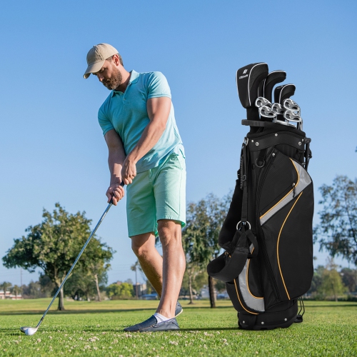 Costway 9" Golf Stand Bag Club 8 Way Divider Carry Organizer Pockets Storage Black New