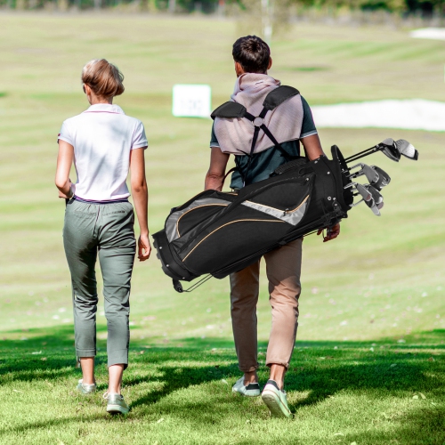 Costway 9" Golf Stand Bag Club 8 Way Divider Carry Organizer Pockets Storage Black New