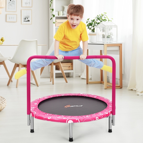 36" Kids Trampoline Rebounder W/Full Covered Handrail & Pad Indoor Outdoor