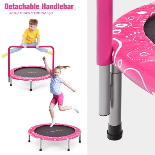 36" Kids Trampoline Rebounder W/Full Covered Handrail & Pad Indoor Outdoor