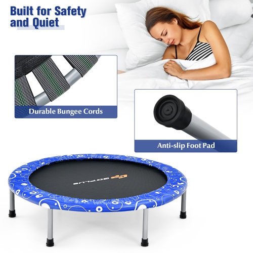 36" Kids Trampoline Rebounder W/Full Covered Handrail & Pad Indoor Outdoor Pink\Blue