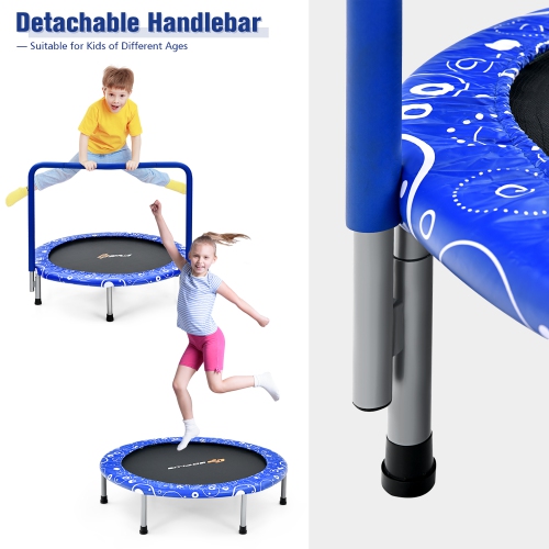 36" Kids Trampoline Rebounder W/Full Covered Handrail & Pad Indoor Outdoor Pink\Blue
