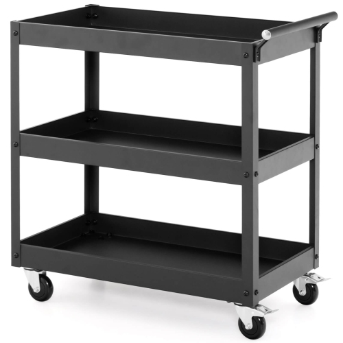 Costway 3-Tier Utility Cart Metal Mental Storage Service Trolley 330lbs Capacity