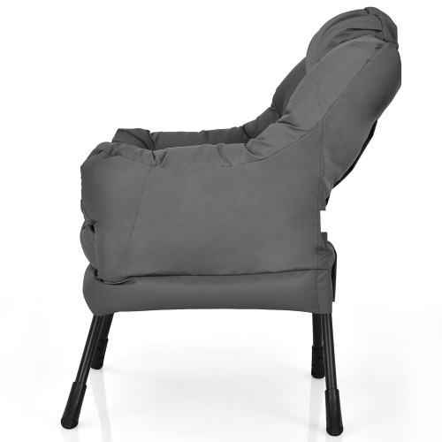Costway Modern Polyester Fabric Lazy Chair Single Sofa Chair w/ Side Pocket