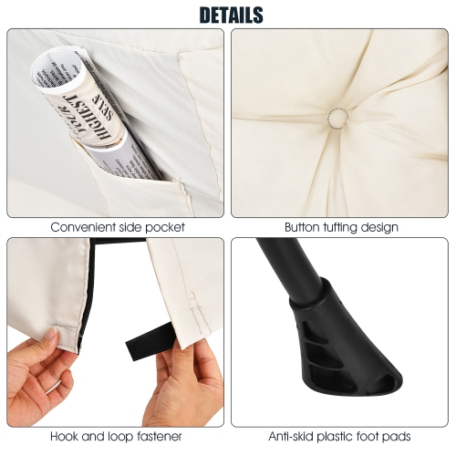 Costway Modern Polyester Fabric Lazy Chair Single Sofa Chair w/ Side Pocket