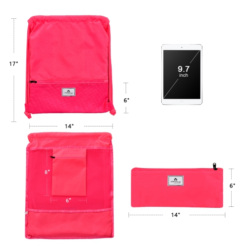 Costway Drawstring Backpack String Bag Folding Sports Sack w/Zipper Pocket