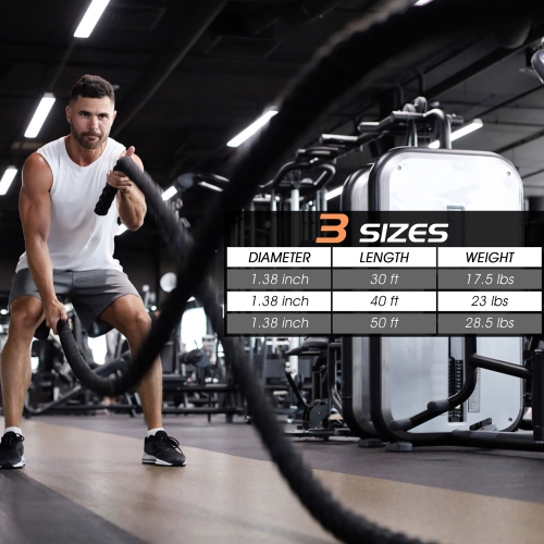 Goplus Battle Rope 1.5" Diameter Exercise Rope w/Anchor Strap Kit