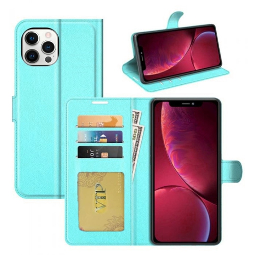 CSMART  [Cs] Iphone 13 Pro Case, Magnetic Leather Folio Wallet Flip Case Cover With Card Slot In Teal