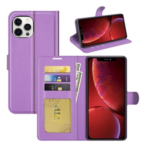 CSMART  [Cs] Iphone 13 Pro Max Case, Magnetic Leather Folio Wallet Flip Case Cover With Card Slot In Purple
