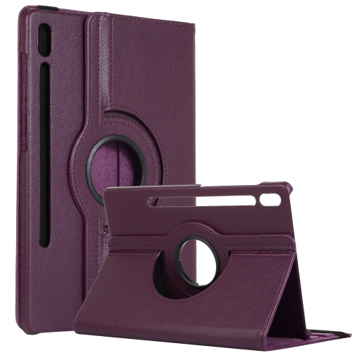 【CSmart】 Rotation à 360 degrés PU Cuir Étui Coque pour tablette Couverture de cas intelligente pour Samsung Tab S7 FE 12.4" 5G, T730 / T736, Violet