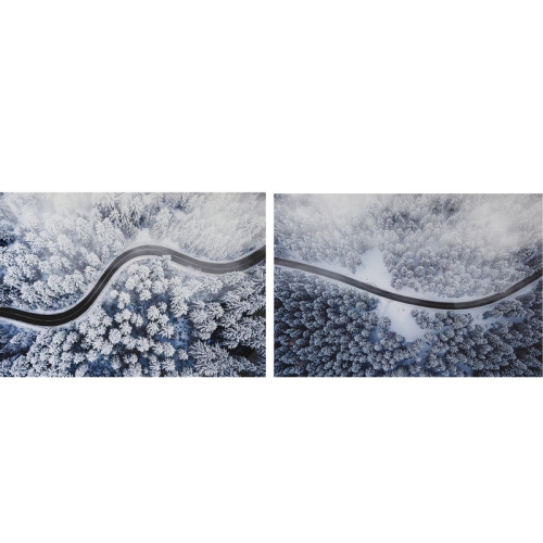 MAISON CONCEPTS  Canvas Wall Art (Winter Forest Winding Road) (Asstd) - Set Of 2