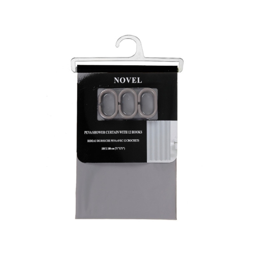 Peva Shower Curtain With 12 C Hooks (Gray)
