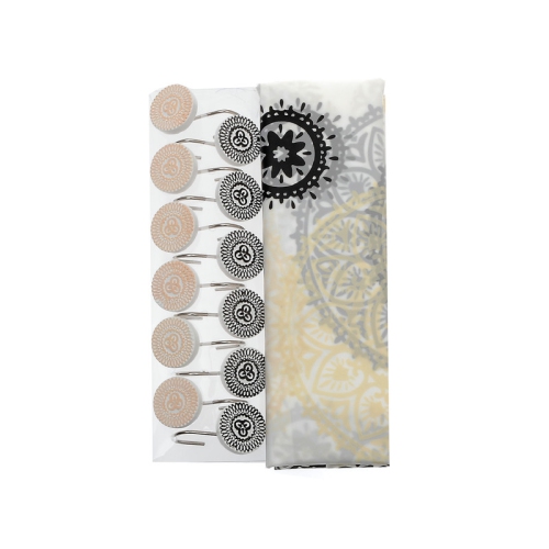 Peva Shower Curtain With 12 Polyresin Hooks