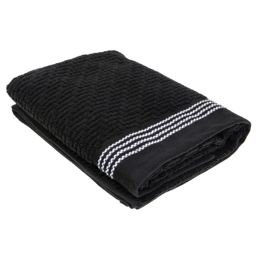 MAISON CONCEPTS  Luxury Stitch Bath Towel (30 X 60) (Black) - Set Of 2