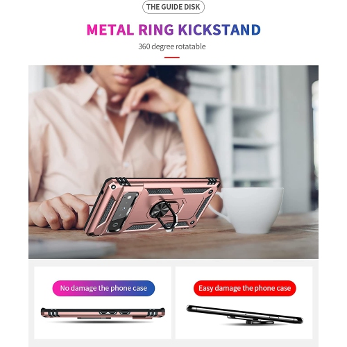 【CSmart】 Anti-Drop Hybrid Magnetic Hard Armor Case with Ring Holder for Pixel 6 2021, Rose Gold