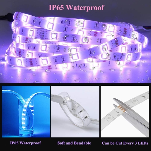 Gaming LED Strip Lights for Bedroom, 32.8ft Waterproof LED RGB Strip Lights, Flexible Strip Night Lights with 44 Keys IR Remote