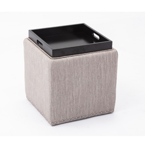 Chase Fabric Ottoman With Flip Tray Lid