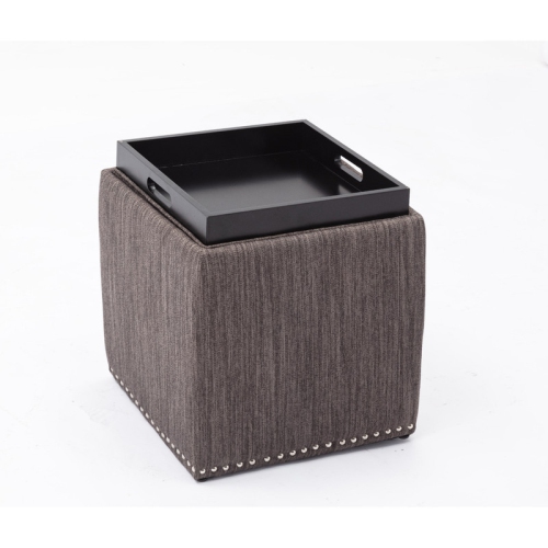 Chase Fabric Ottoman With Flip Tray Lid
