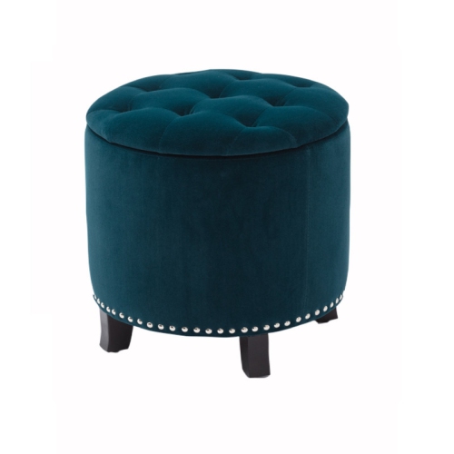 MAISON CONCEPTS  Denver Round Fabric Storage Ottoman (Green)