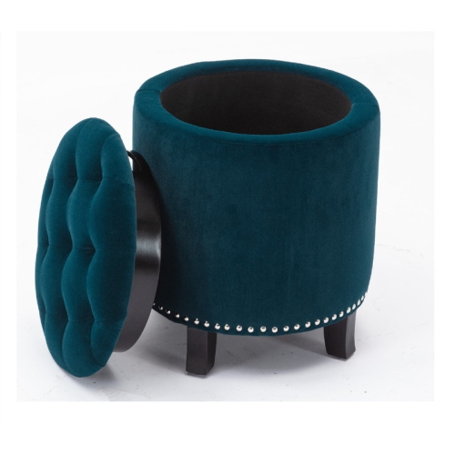 Denver Round Fabric Storage Ottoman