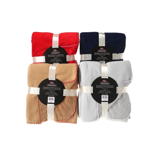 Reversible Microfibre Sherpa Throw (50 X 60) - Set of 4