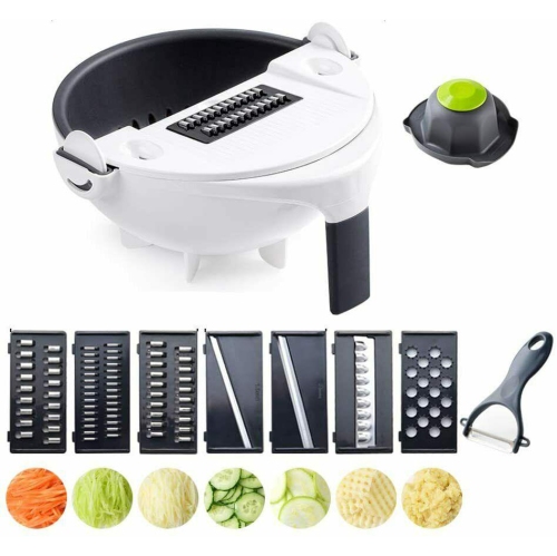 9 In 1 Multifunction Magic Rotate Vegetable Fruit Cutter Grater Washing Basket