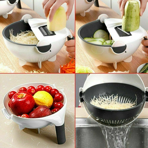 9 In 1 Multifunction Magic Rotate Vegetable Fruit Cutter Grater Washing Basket