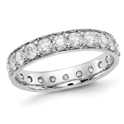 GEM AND HARMONY  2.00 Carat (Ctw H-I, I1-I2) Diamond Eternity Wedding Band Ring In 14K Gold In White