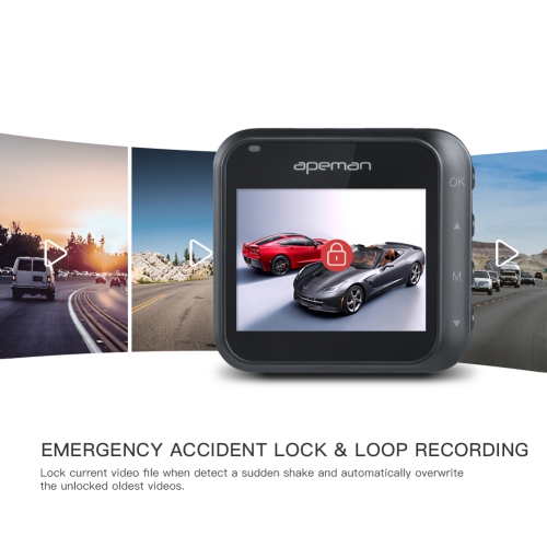 NEW 2026 Dash Cam Apeman dashcam 1080P Full HD Mini Car Driving Recorder 170° Wide Angle, Motion Detection, G-Sensor, Loop Recording, Night