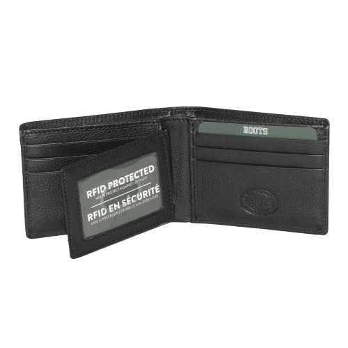 ROOTS LEATHER SLIMFOLD WALLET WITH REMOVABLE PASSCASE