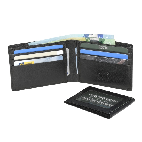 ROOTS LEATHER SLIMFOLD WALLET WITH REMOVABLE PASSCASE