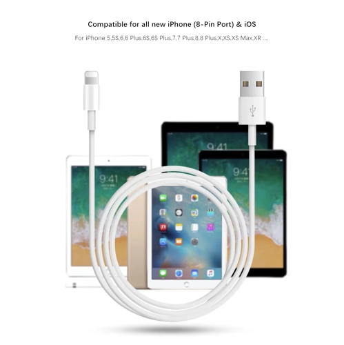 6FT MFi Certified USB to Lightning Cable Fast Charging & Sync USB Cord for iPhone 14/13/12/11/XS/XR/X/8/7/6/5 SE iPad Air Mini Pro iPod Durable Long