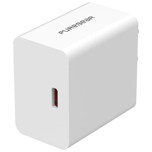 Image 1 de 7.. Chargeur mural USB-C de 25 W de PureGear - Blanc