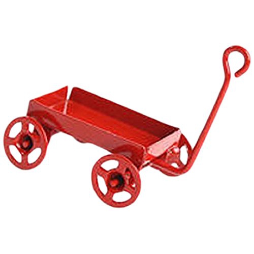 Timeless Minis - Miniature Red Toy Wagon with Red Wheels- 1.1875 x .6875 inches