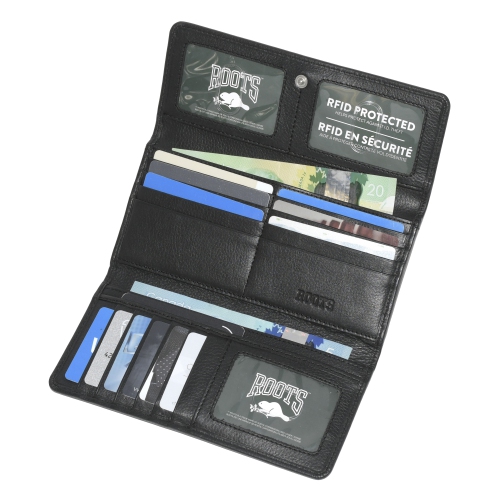 Pochette-portefeuille mince en cuir POUR femmes de ROOTS