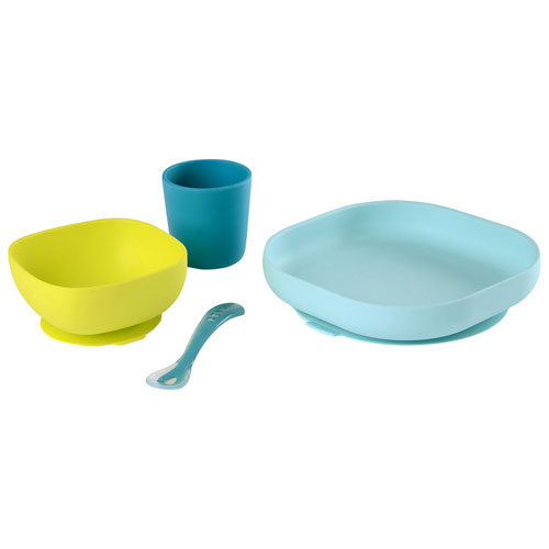 Beaba Silicone Suction Meal Set - 4 Pack - Peacock