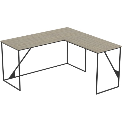 SAFDIE & CO.  Computer Desk 59L Dark Taupe L-Shaped Metal In Black