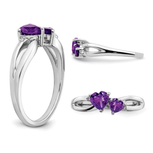 2/3 carat Amethyste Heart Promise Bague en or blanc 10K