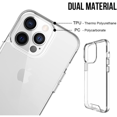 Uolo Soul+ [Hybrid TPU] Drop Tested Hardshell Protective Case Design for [iPhone 13 Pro]- Clear