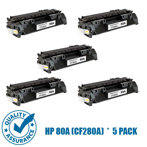 Printer Pro™ Compatible Replacement for 5 Pack HP 80A/hp80a/80a/cf280a Black Toner Cartridge for HP Printer LaserJet Pro M401dw M401dn M425 M425dn