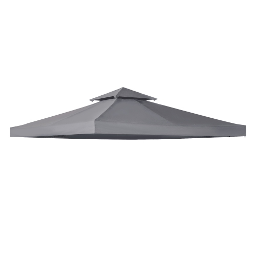 OUTSUNNY  9.84' X 9.84' Square 2-Tier Gazebo Canopy Replacement Top Cover Outdoor Garden Sun Shade, Dark In Grey