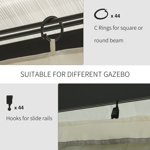 Outsunny Ensemble de parois latérales de rechange universelles pour tonnelle de 4 panneaux pour la plupart des accessoires de rideaux d'abri