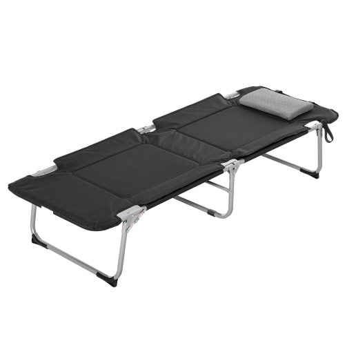 Image 1 of 9.. Outsunny Folding Camping Cot Sleeping Beds for adults Office Outdoor Hiking Portable, Black