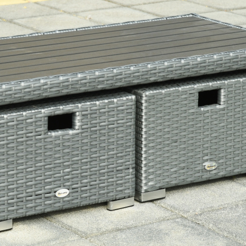 Outsunny Patio Furniture with Thick Cushions, 6 Pieces PE Wicker Patio Sectional Furniture Conversation Set with a Loveseat Sofa, 2 Recliner Chairs,