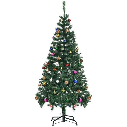 HOMCOM  5Ft Christmas Tree Artificial Xmas Holidays Party With Decoration Ornament In Green