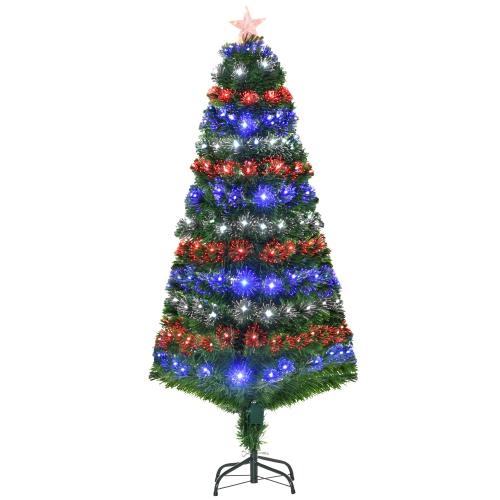 HOMCOM 5FT Pre-lit Artificial Christmas Tree with LED Lights and Fiber ...