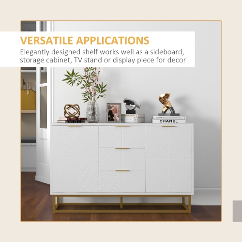 HOMCOM 47" Sideboard Buffet Cabinet with Storage, Contemporary Coffee Bar with Adjustable Shelves and Metal Legs, Kitchen Storage Cabinet with